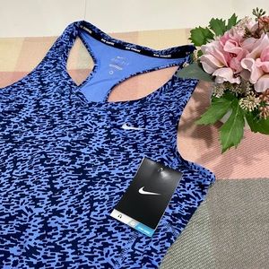 NWT! Nike Pronto Miler Running Tank Top Blue & Black Patterned